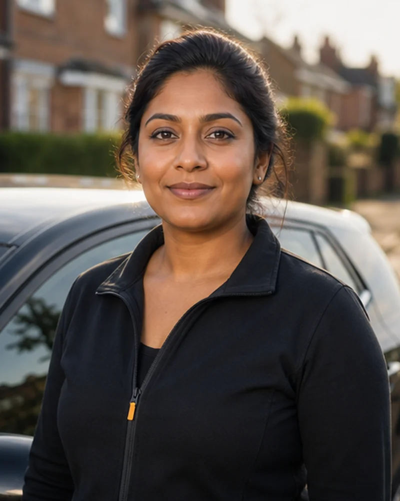 Sample portrait of driving instructor Maya Patel